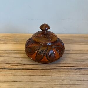 Hand-carved wooden trinket box from Jamaica